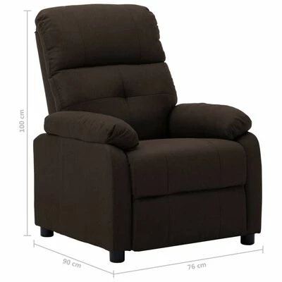 VidaXL Fauteuil inclinable Marron foncé Tissu 8 VidaXL Fauteuil inclinable Marron foncé Tissu – Image 6