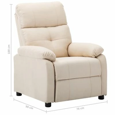 VidaXL Fauteuil inclinable Crème Tissu 8 VidaXL Fauteuil inclinable Crème Tissu – Image 6