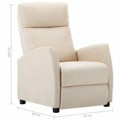 VidaXL Fauteuil inclinable Crème Tissu -Fauteuils Soldes image 6 289705
