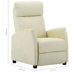 VidaXL Fauteuil inclinable Crème Similicuir -Fauteuils Soldes image 6 289717