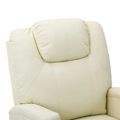 VidaXL Fauteuil inclinable Blanc crème Similicuir 8 VidaXL Fauteuil inclinable Blanc crème Similicuir – Image 6