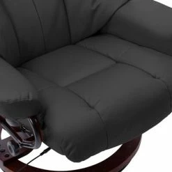 VidaXL Fauteuil inclinable et repose-pied Noir Similicuir bois courbé -Fauteuils Soldes image 6 289858