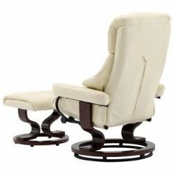 VidaXL Fauteuil inclinable repose-pied Crème Similicuir et bois courbé -Fauteuils Soldes image 6 289859