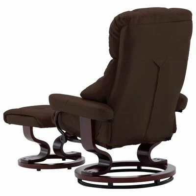 VidaXL Fauteuil inclinable repose-pied Marron Similicuir bois courbé 8 VidaXL Fauteuil inclinable repose-pied Marron Similicuir bois courbé – Image 6