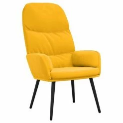 VidaXL Chaise de détente et repose-pied Jaune moutarde Velours -Fauteuils Soldes image 6 3097360