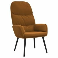 VidaXL Chaise de relaxation avec tabouret Marron Velours -Fauteuils Soldes image 6 3097361