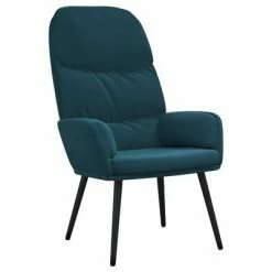 VidaXL Chaise de relaxation avec tabouret Bleu Velours 13 VidaXL Chaise de relaxation avec tabouret Bleu Velours -Fauteuils Soldes image 6 3097363