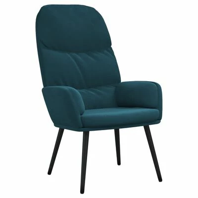 VidaXL Chaise de relaxation avec tabouret Bleu Velours 8 VidaXL Chaise de relaxation avec tabouret Bleu Velours – Image 6