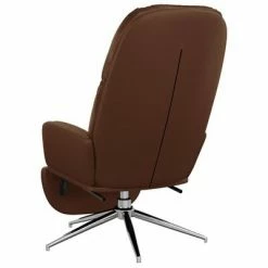 VidaXL Chaise de relaxation avec tabouret Marron brillant Similicuir -Fauteuils Soldes image 6 3097374
