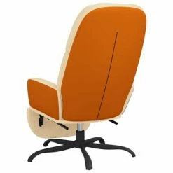 VidaXL Chaise de relaxation avec repose-pied Crème Tissu -Fauteuils Soldes image 6 3097396