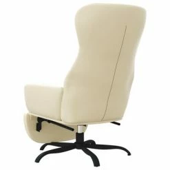 VidaXL Chaise de relaxation avec repose-pied Crème Similicuir -Fauteuils Soldes image 6 3097452