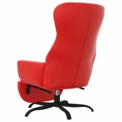 VidaXL Chaise de relaxation avec repose-pied Rouge Similicuir -Fauteuils Soldes image 6 3097456