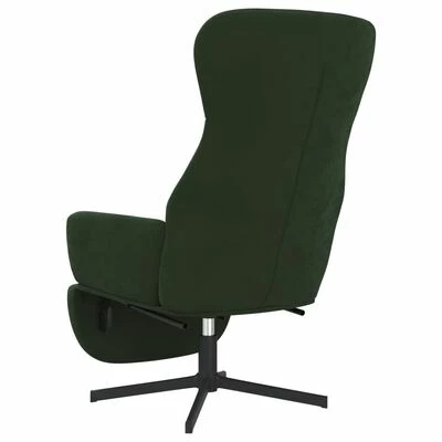 VidaXL Chaise de relaxation avec repose-pieds Vert foncé Velours 8 VidaXL Chaise de relaxation avec repose-pieds Vert foncé Velours – Image 6