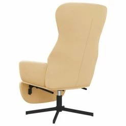 VidaXL Chaise de relaxation avec repose-pieds Blanc crème Velours -Fauteuils Soldes image 6 3097504