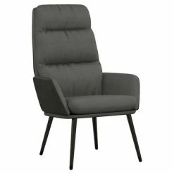 VidaXL Chaise de relaxation avec tabouret Gris foncé Tissu similicuir -Fauteuils Soldes image 6 3097507