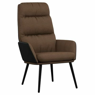 VidaXL Chaise de relaxation avec tabouret Marron Tissu et similicuir 8 VidaXL Chaise de relaxation avec tabouret Marron Tissu et similicuir – Image 6