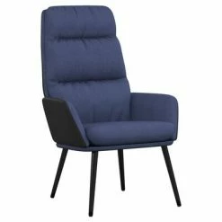 VidaXL Chaise de relaxation avec tabouret Bleu Tissu et similicuir 13 VidaXL Chaise de relaxation avec tabouret Bleu Tissu et similicuir -Fauteuils Soldes image 6 3097510