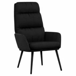 VidaXL Chaise de relaxation avec tabouret Noir Tissu et similicuir -Fauteuils Soldes image 6 3097511