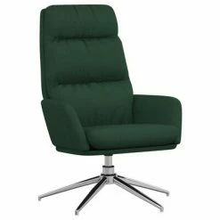 VidaXL Chaise de relaxation avec tabouret Vert foncé Tissu -Fauteuils Soldes image 6 3097518