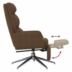 VidaXL Chaise de relaxation avec repose-pied Marron Tissu -Fauteuils Soldes image 6 3097527