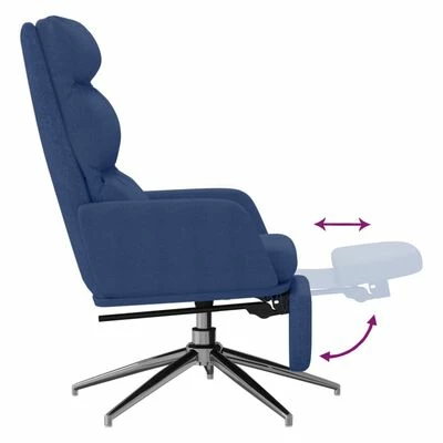 VidaXL Chaise de relaxation avec repose-pied Bleu Tissu 8 VidaXL Chaise de relaxation avec repose-pied Bleu Tissu â Image 6