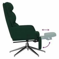 VidaXL Chaise de relaxation avec repose-pied Vert foncé Tissu 13 VidaXL Chaise de relaxation avec repose-pied Vert foncé Tissu -Fauteuils Soldes image 6 3097529