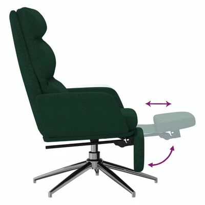VidaXL Chaise de relaxation avec repose-pied Vert foncé Tissu 8 VidaXL Chaise de relaxation avec repose-pied Vert foncé Tissu – Image 6