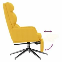 VidaXL Chaise de relaxation avec repose-pied Jaune moutarde Tissu -Fauteuils Soldes image 6 3097531