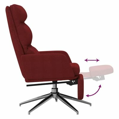 VidaXL Chaise de relaxation avec repose-pied Rouge bordeaux Tissu 8 VidaXL Chaise de relaxation avec repose-pied Rouge bordeaux Tissu – Image 6