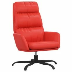 VidaXL Chaise de relaxation avec tabouret Rouge Similicuir -Fauteuils Soldes image 6 3097540