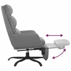 VidaXL Chaise de relaxation avec repose-pied Gris Similicuir -Fauteuils Soldes image 6 3097545