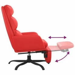 VidaXL Chaise de relaxation avec repose-pied Rouge Similicuir -Fauteuils Soldes image 6 3097547