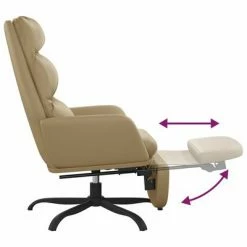 VidaXL Chaise de relaxation avec repose-pied Cappuccino Similicuir -Fauteuils Soldes image 6 3097548