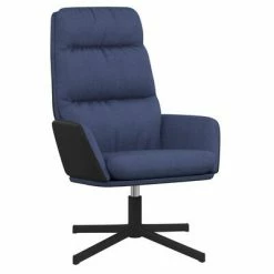 VidaXL Chaise de relaxation avec tabouret Bleu Tissu -Fauteuils Soldes image 6 3097553