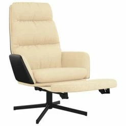 VidaXL Chaise de relaxation avec repose-pied Crème Tissu -Fauteuils Soldes image 6 3097558