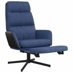 VidaXL Chaise de relaxation avec repose-pied Bleu Tissu -Fauteuils Soldes image 6 3097560