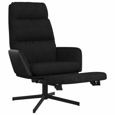 VidaXL Chaise de relaxation avec repose-pied Noir Tissu 8 VidaXL Chaise de relaxation avec repose-pied Noir Tissu – Image 6