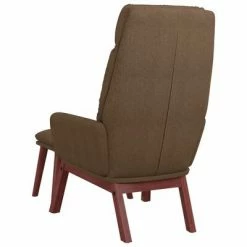 VidaXL Chaise de relaxation avec tabouret Marron Tissu -Fauteuils Soldes image 6 3097566