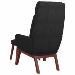 VidaXL Chaise de relaxation avec tabouret Noir Tissu -Fauteuils Soldes image 6 3097569