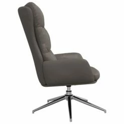 VidaXL Chaise de relaxation et tabouret Gris Cuir véritable/similicuir -Fauteuils Soldes image 6 3097579