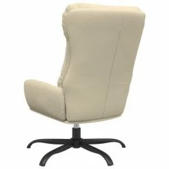 VidaXL Chaise de relaxation avec tabouret Crème Tissu -Fauteuils Soldes image 6 3097585