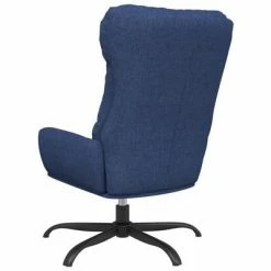 VidaXL Chaise de relaxation avec tabouret Bleu Tissu -Fauteuils Soldes image 6 3097587