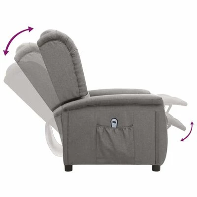 VidaXL Fauteuil inclinable électrique Gris clair Tissu 8 VidaXL Fauteuil inclinable électrique Gris clair Tissu – Image 6