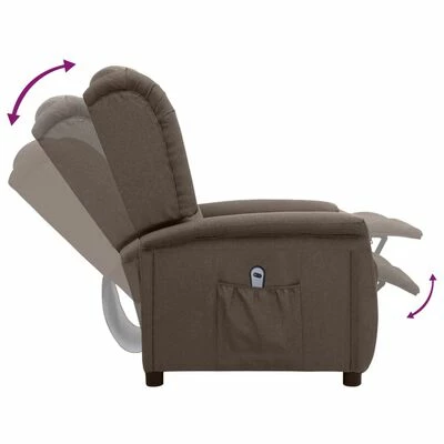 VidaXL Fauteuil inclinable électrique Taupe Tissu 8 VidaXL Fauteuil inclinable électrique Taupe Tissu – Image 6