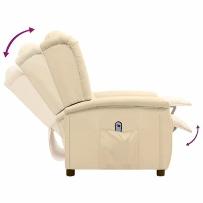 VidaXL Fauteuil inclinable électrique Crème Tissu 8 VidaXL Fauteuil inclinable électrique Crème Tissu – Image 6