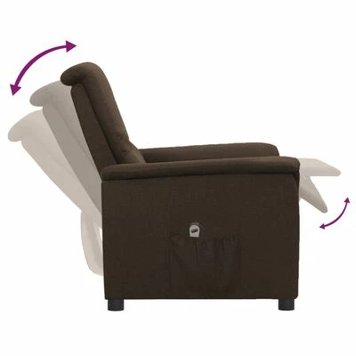 VidaXL Fauteuil inclinable électrique Marron foncé Tissu 8 VidaXL Fauteuil inclinable électrique Marron foncé Tissu – Image 6