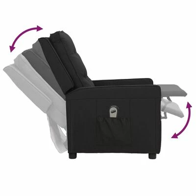 VidaXL Fauteuil inclinable électrique Noir Tissu 8 VidaXL Fauteuil inclinable électrique Noir Tissu – Image 6
