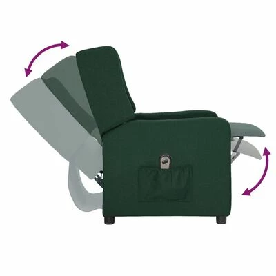 VidaXL Fauteuil inclinable électrique Vert foncé Tissu 8 VidaXL Fauteuil inclinable électrique Vert foncé Tissu – Image 6
