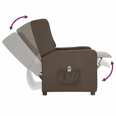 VidaXL Fauteuil inclinable électrique Taupe Tissu 8 VidaXL Fauteuil inclinable électrique Taupe Tissu – Image 6