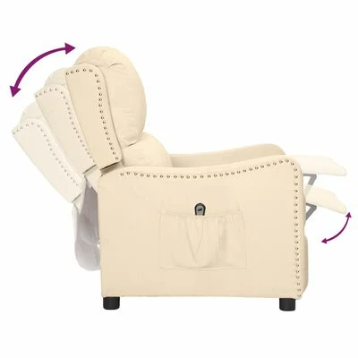 VidaXL Fauteuil inclinable électrique Crème Tissu 8 VidaXL Fauteuil inclinable électrique Crème Tissu – Image 6